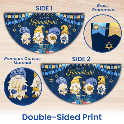 Happy Hanukkah Jewish Holiday Gnomes Non-Pleated Fan Flag