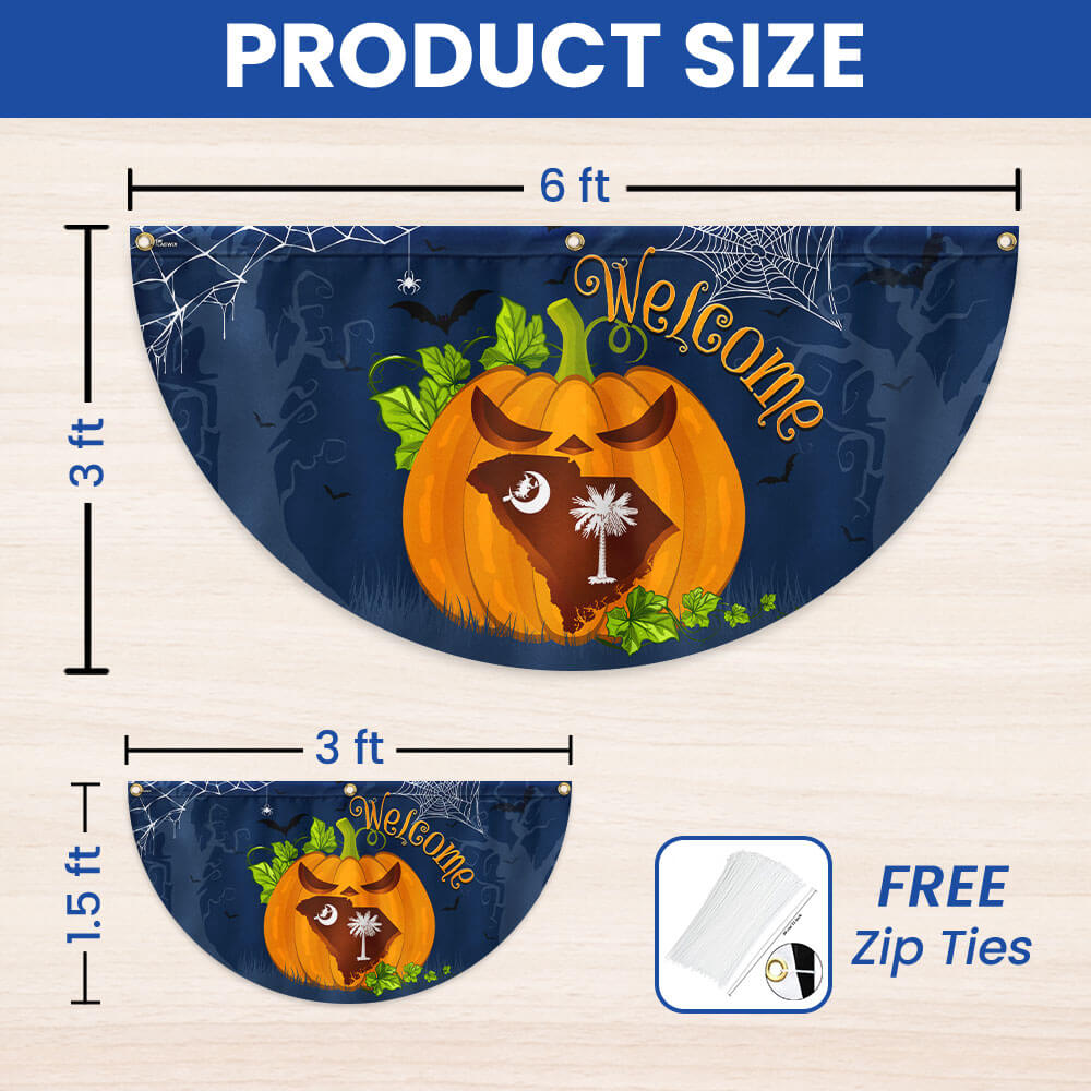 Welcome South Carolina Pumpkins Happy Fall Halloween Non-Pleated Fan Flag