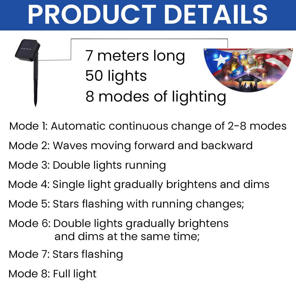 Three Kings, Three Wise Men, Nativity Of Jesus, Puerto Rico Solar Led Fan Flag