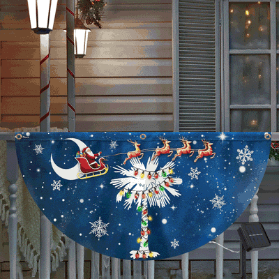South Carolina Santa Christmas Palm Tree South Carolina Solar Led Fan Flag