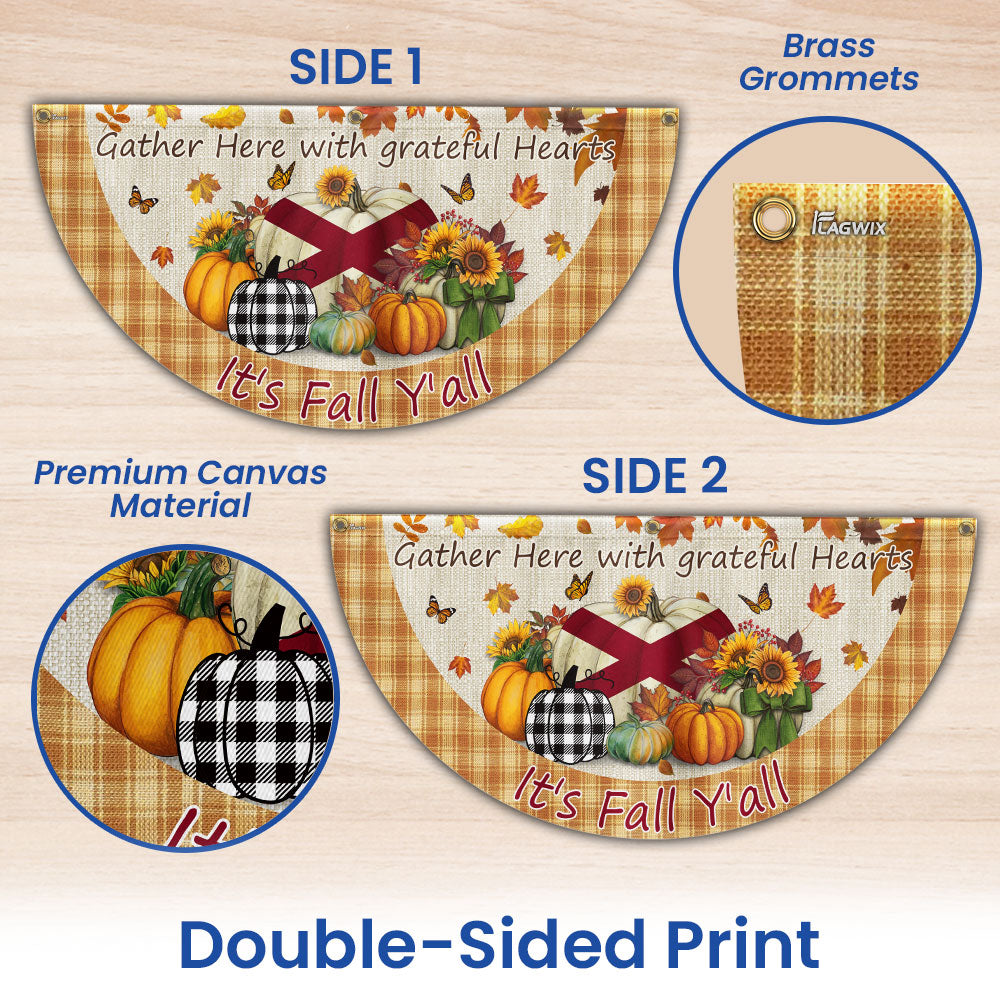 Fall Alabama Flag It's Fall Y'all Halloween Pumpkin Thanksgiving Non-Pleated Fan Flag TPT2188FLv2