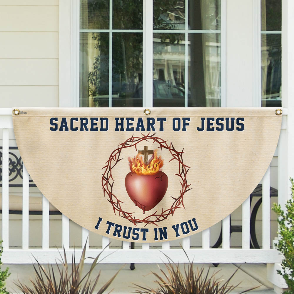 Sacred Heart Of Jesus I Trust In You Catholic Christian Non-Pleated Fan Flag