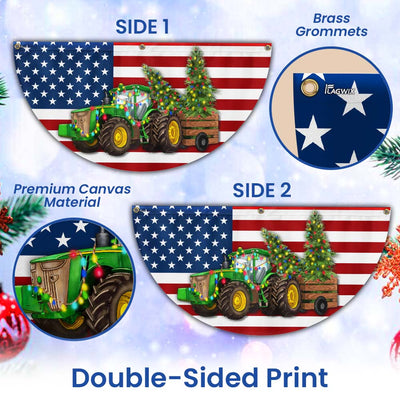 Tractor Christmas Farm Life Non-Pleated Fan Flag