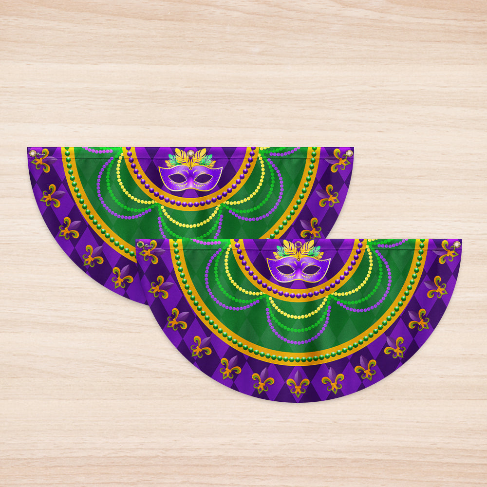 Mardi Grass Mask of Carnival, Non-Pleated Fan Flag