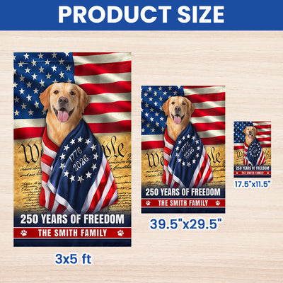 Dog American Flag, Personalized 250 Years of Freedom Golden Retriever Flag