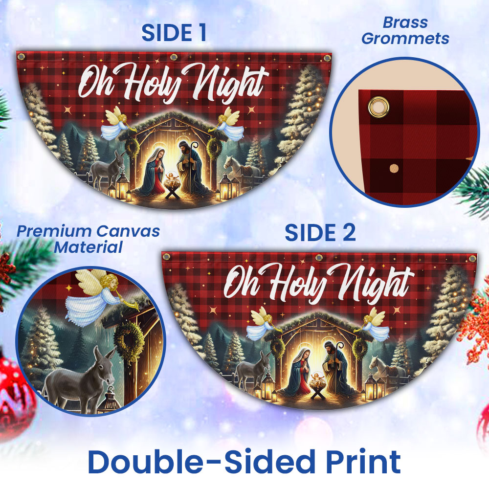 Nativity Of Jesus Christmas Silent Night Oh Holy Night Non-Pleated Fan Flag