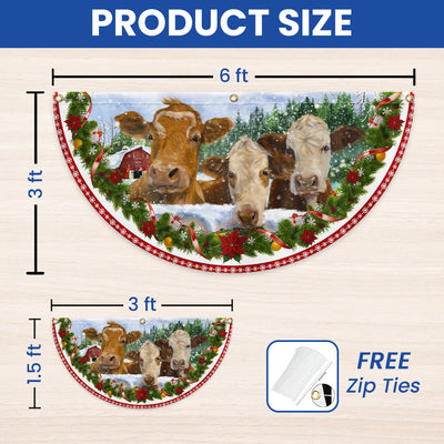 Cow Cattle Christmas Farm Non-Pleated Fan Flag
